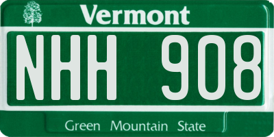 VT license plate NHH908