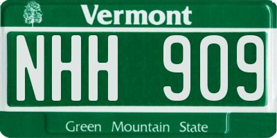 VT license plate NHH909