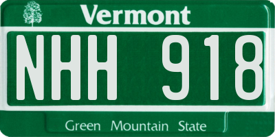 VT license plate NHH918