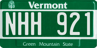 VT license plate NHH921