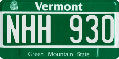 VT license plate NHH930