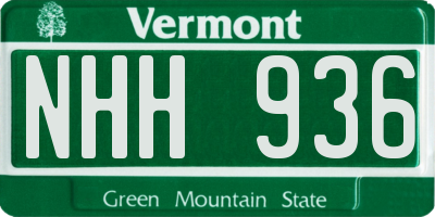 VT license plate NHH936