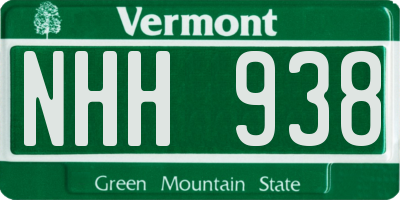 VT license plate NHH938