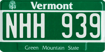 VT license plate NHH939