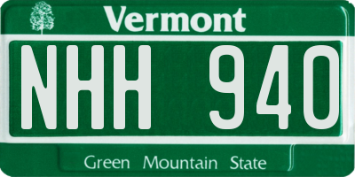 VT license plate NHH940