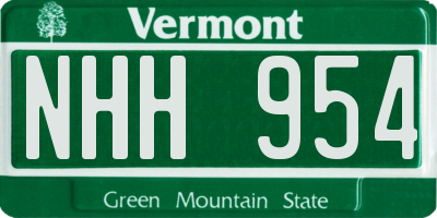 VT license plate NHH954