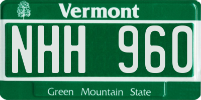 VT license plate NHH960