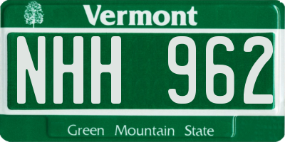 VT license plate NHH962