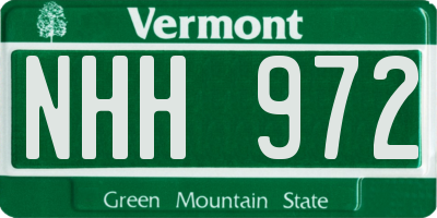 VT license plate NHH972
