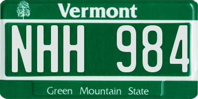 VT license plate NHH984
