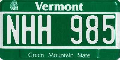 VT license plate NHH985