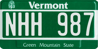 VT license plate NHH987