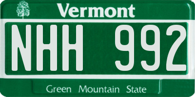 VT license plate NHH992
