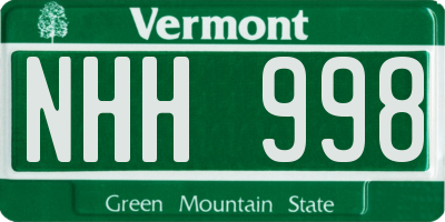 VT license plate NHH998