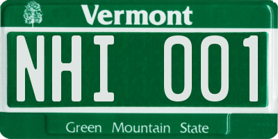 VT license plate NHI001