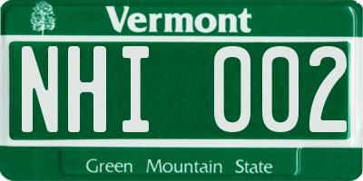 VT license plate NHI002