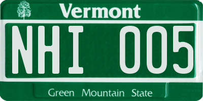VT license plate NHI005