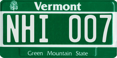VT license plate NHI007