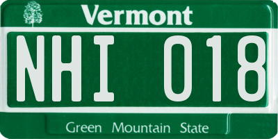 VT license plate NHI018