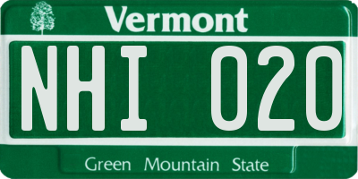 VT license plate NHI020