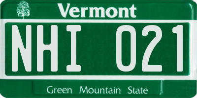VT license plate NHI021