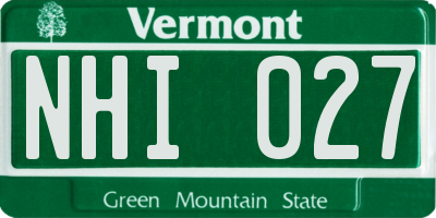 VT license plate NHI027