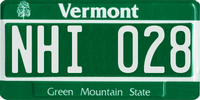 VT license plate NHI028