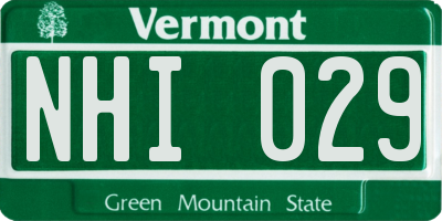 VT license plate NHI029