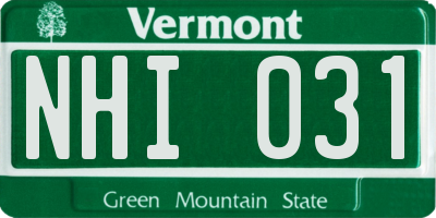 VT license plate NHI031