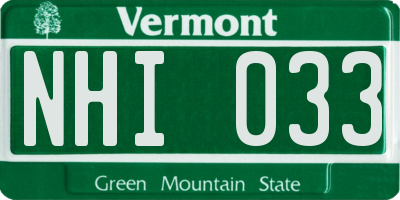 VT license plate NHI033
