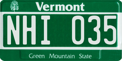VT license plate NHI035
