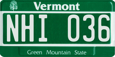 VT license plate NHI036