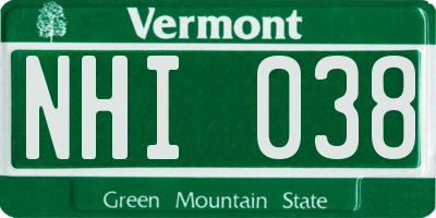 VT license plate NHI038