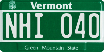 VT license plate NHI040
