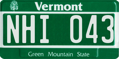 VT license plate NHI043