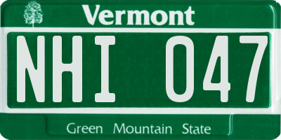 VT license plate NHI047