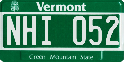 VT license plate NHI052