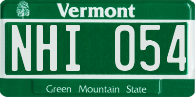 VT license plate NHI054