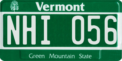 VT license plate NHI056