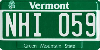 VT license plate NHI059