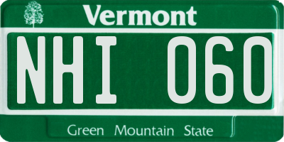 VT license plate NHI060