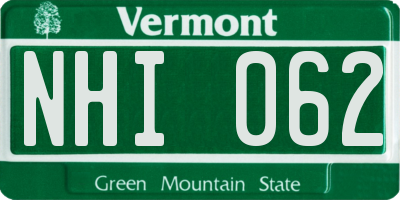 VT license plate NHI062
