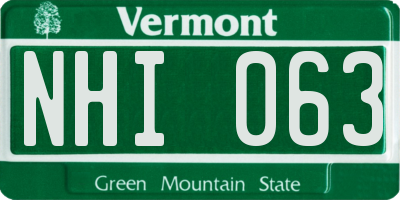 VT license plate NHI063