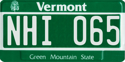 VT license plate NHI065