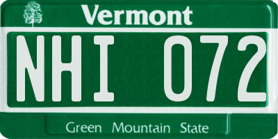 VT license plate NHI072