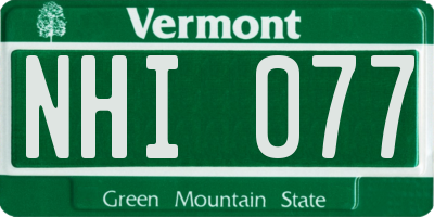 VT license plate NHI077