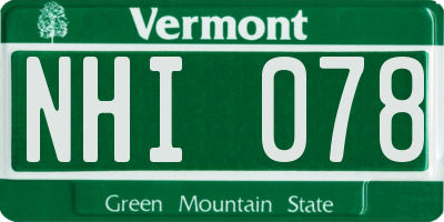 VT license plate NHI078
