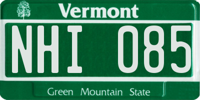 VT license plate NHI085