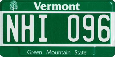 VT license plate NHI096