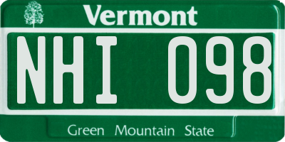 VT license plate NHI098